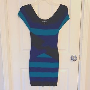Beautiful Bodycon, Black Navy and Teal dress